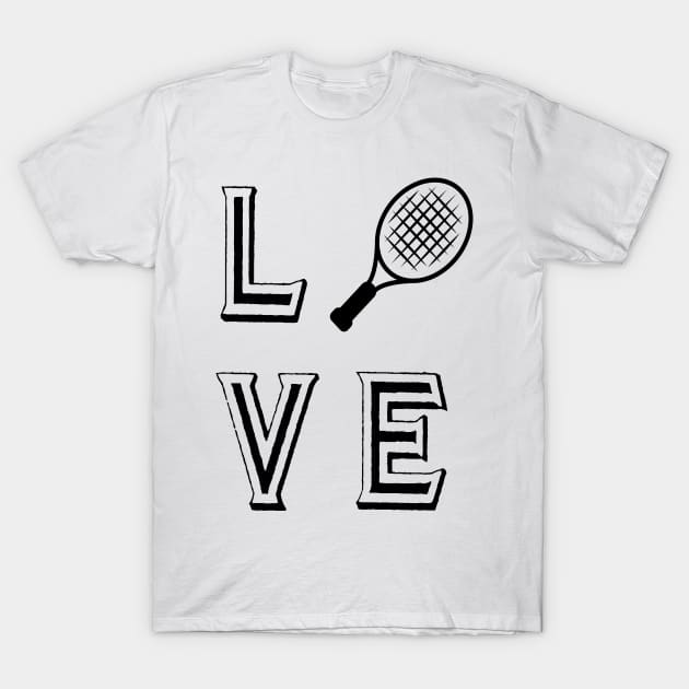 Big Love Black And White Tennis Player Fan Mom Dad Husband Wife Son Daughter Gift T-Shirt by familycuteycom